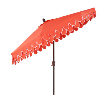 Tracy 9 ft. Classic MidCentury Scalloped Fringe Market Patio Umbrella